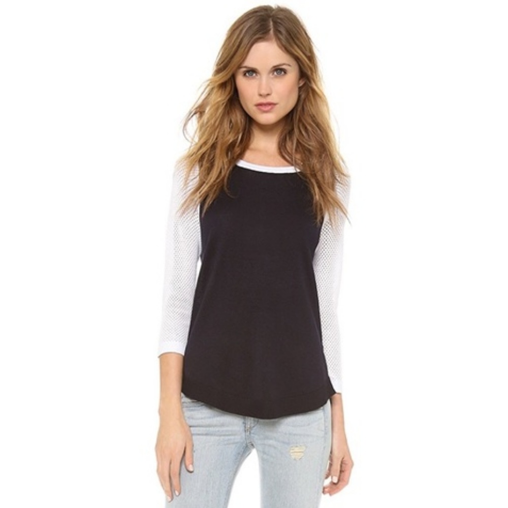 Rag & Bone Lexie Colorblock Mesh Raglan Henley To… - image 1